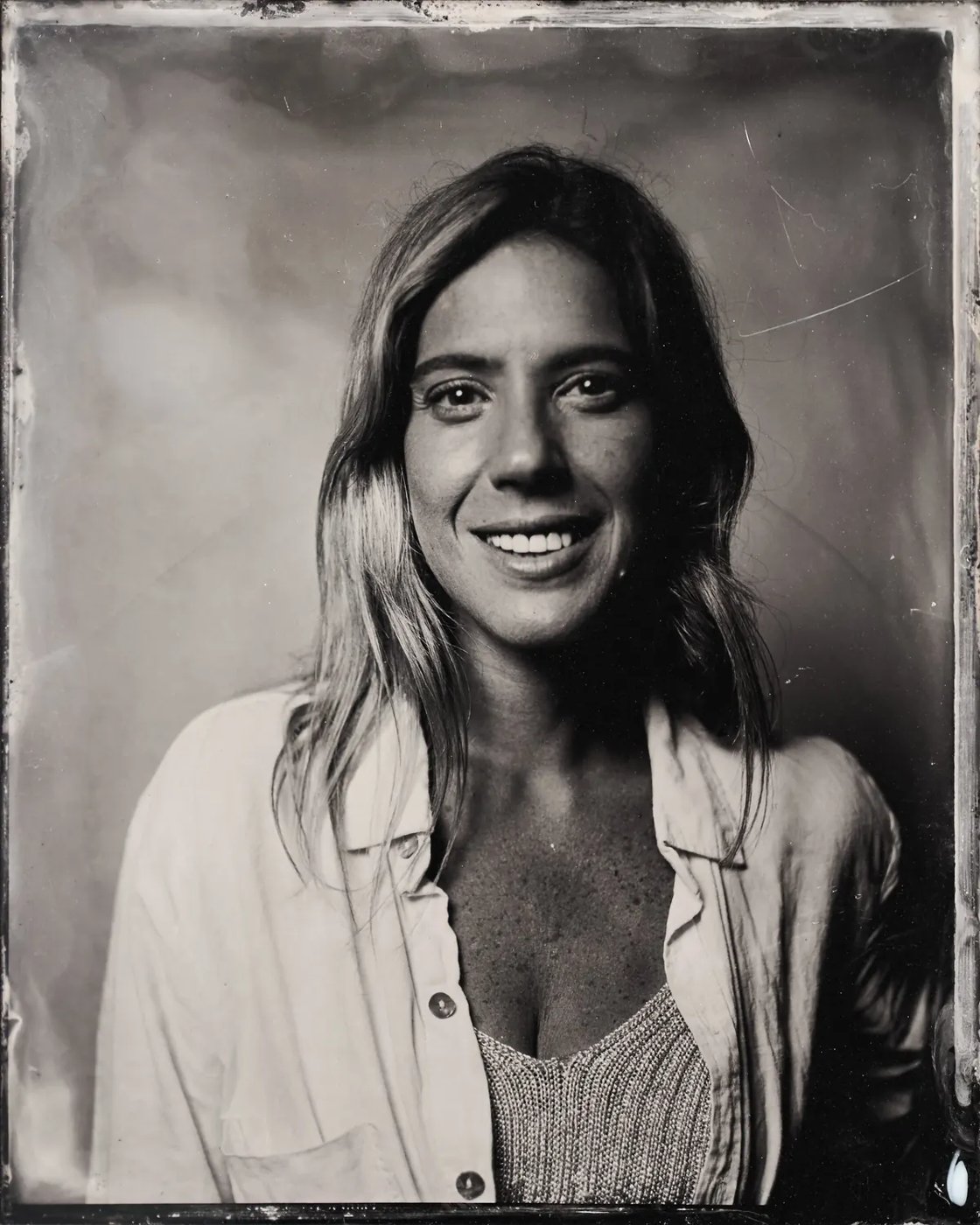 Handmade tintype portrait of a woman